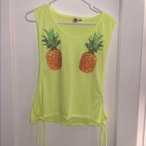 Neon Pineapple 🍍 🍍 Open sides TShirt Size Large
